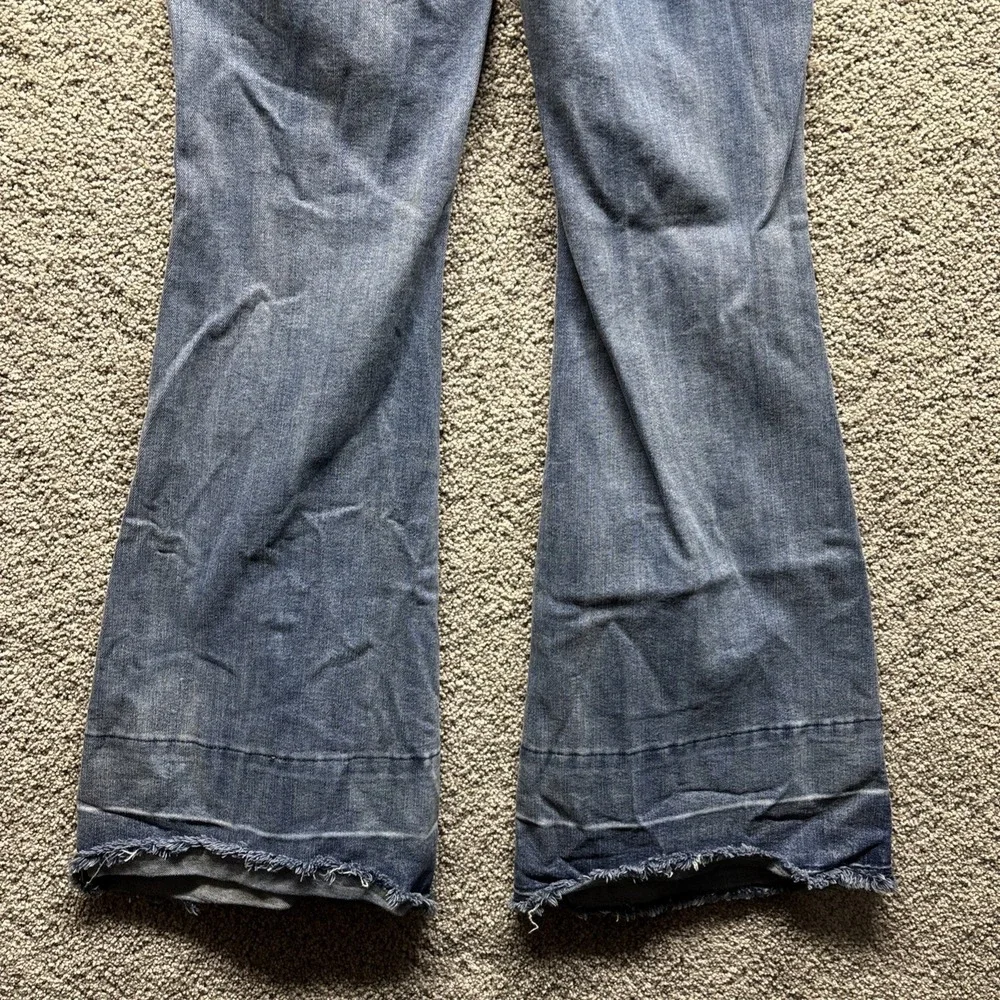 Judy Blue Flare Women's 9/29x31 Jeans Raw Frayed High Rise Light Wash Distressed